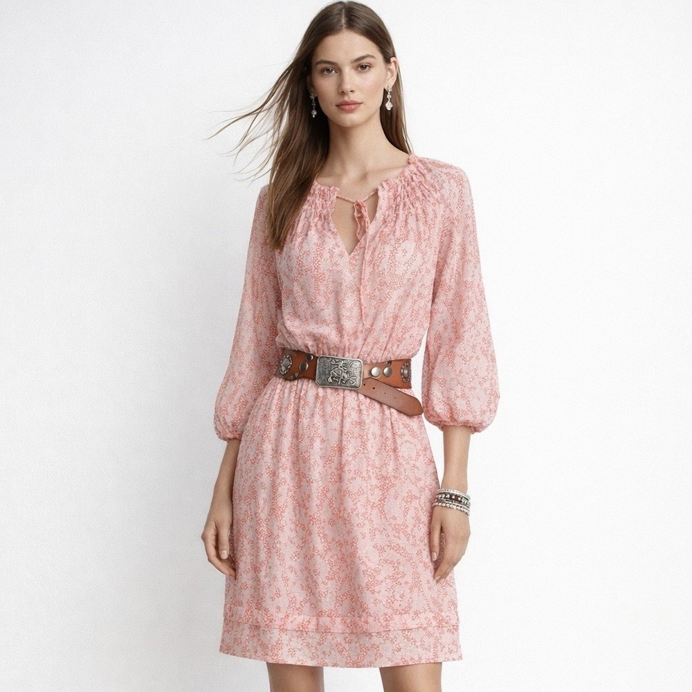 Diane Von Furstenberg Silk Dress 0 Parry Sarasa Coral Print Blouson Mini DVF